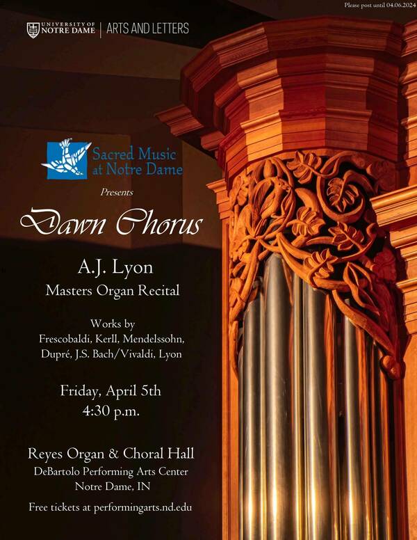 AJ Lyon first year MSM organ recital poster